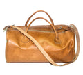 Tan Brown Leather Duffle Bag | Holdall | Cylinder Shape
