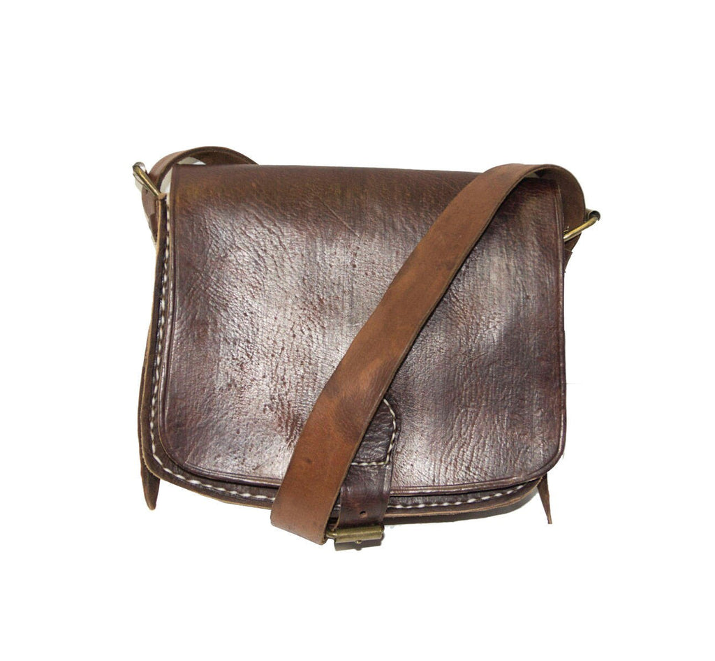 Hand Stitched Brown Leather Satchel bag