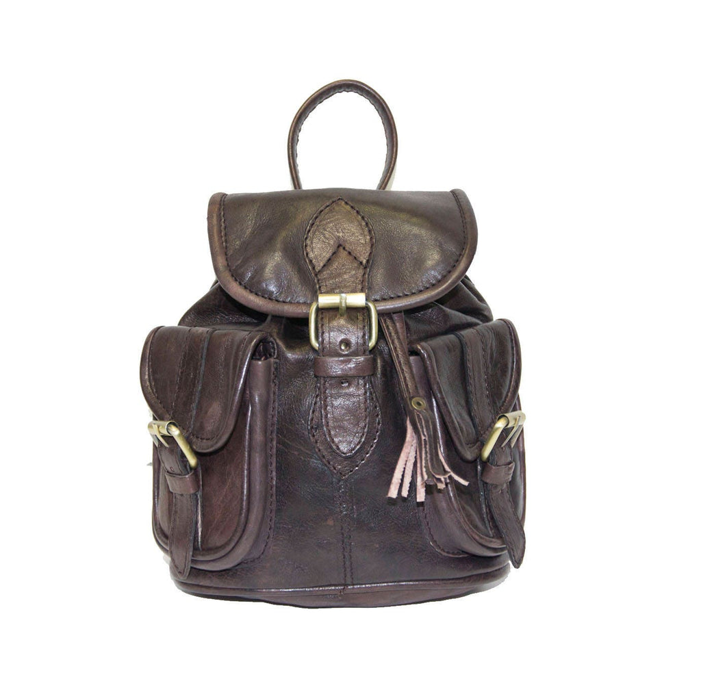 Mini Leather Rucksack Backpack With Long Straps