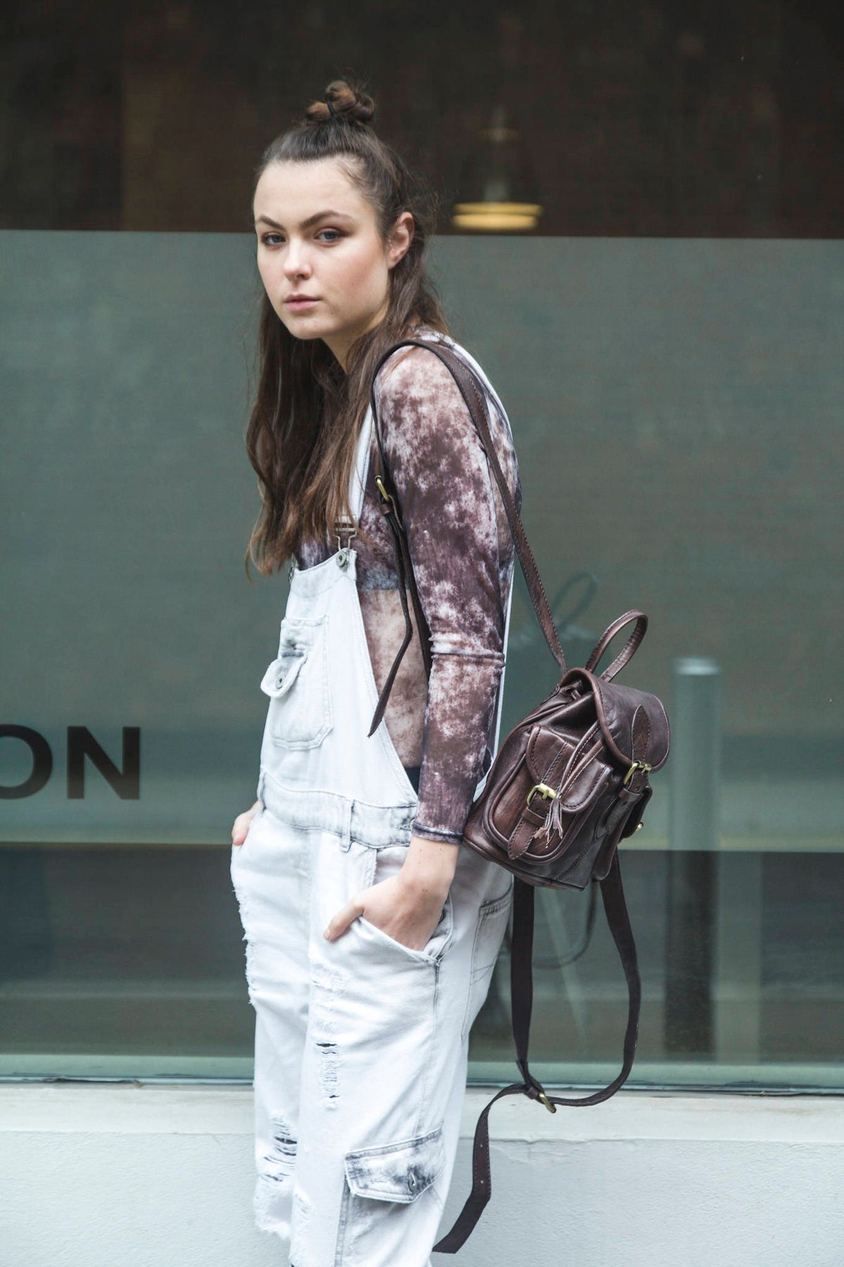 Mini Leather Rucksack Backpack With Long Straps