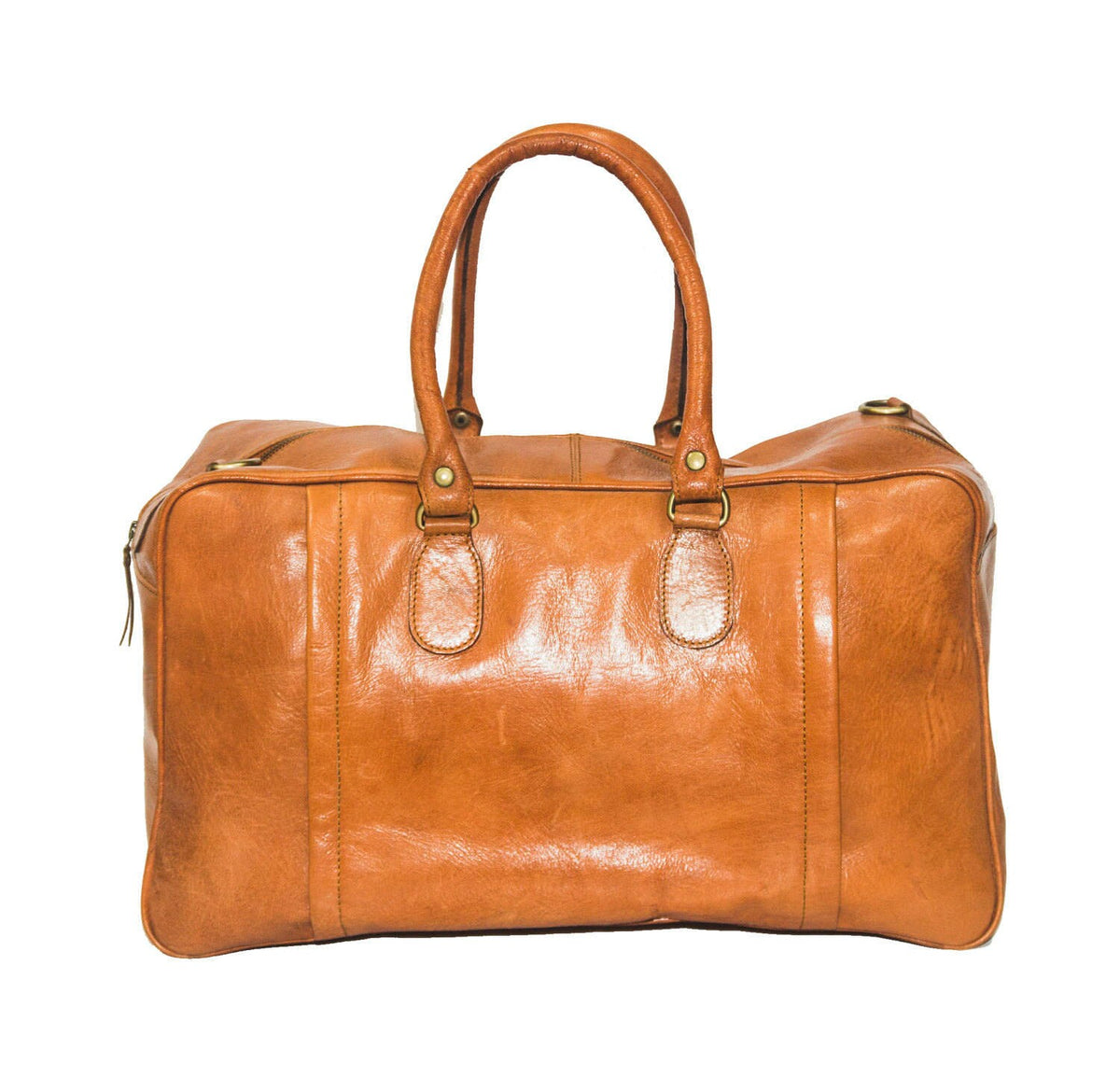 Traveller's Holdall | Duffle Bag | Tan Brown Gloss Leather