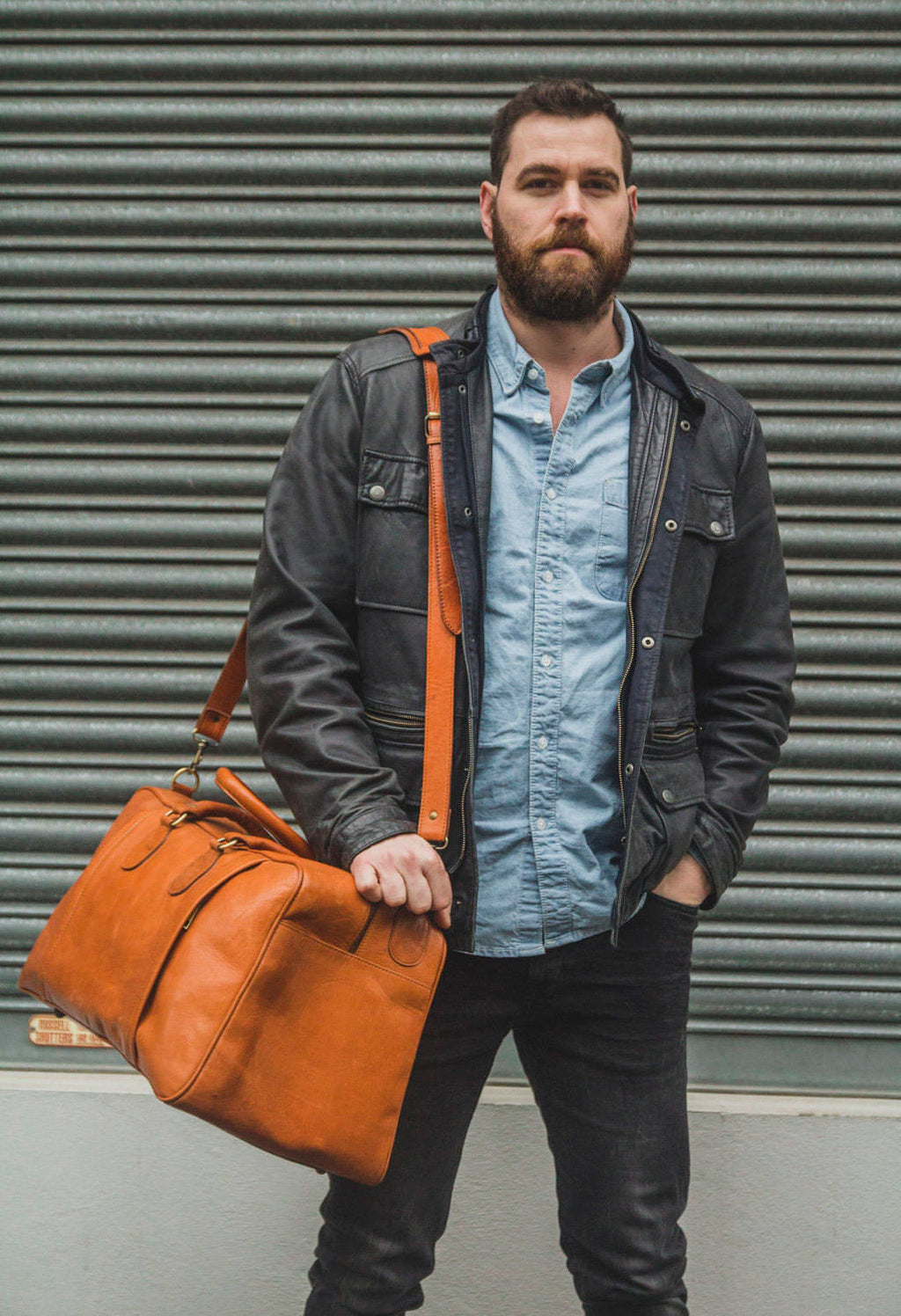 Traveller's Holdall | Duffle Bag | Tan Brown Gloss Leather