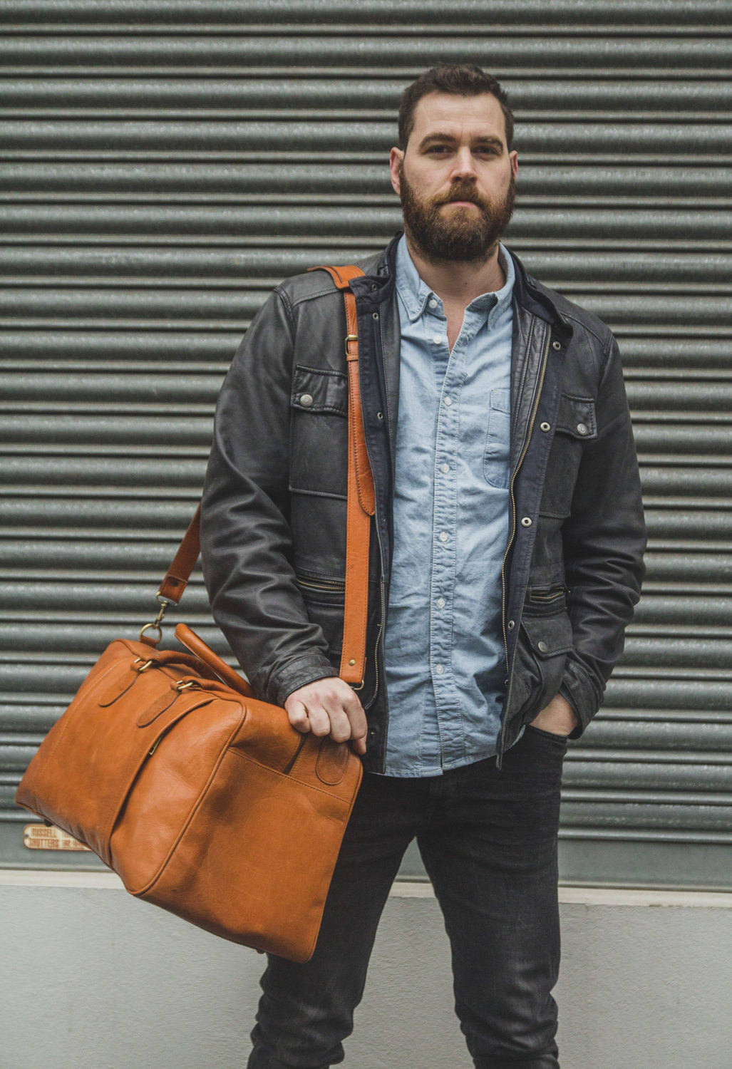 Traveller's Holdall | Duffle Bag | Tan Brown Gloss Leather