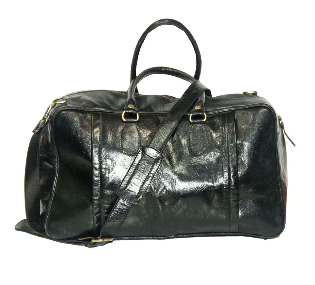 Traveller's Holdall | Duffle Bag | Black Gloss Leather