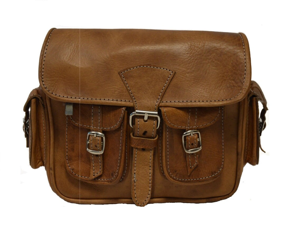 Small Polished Leather Moroccan Camera Bag Satchel | 80's Style