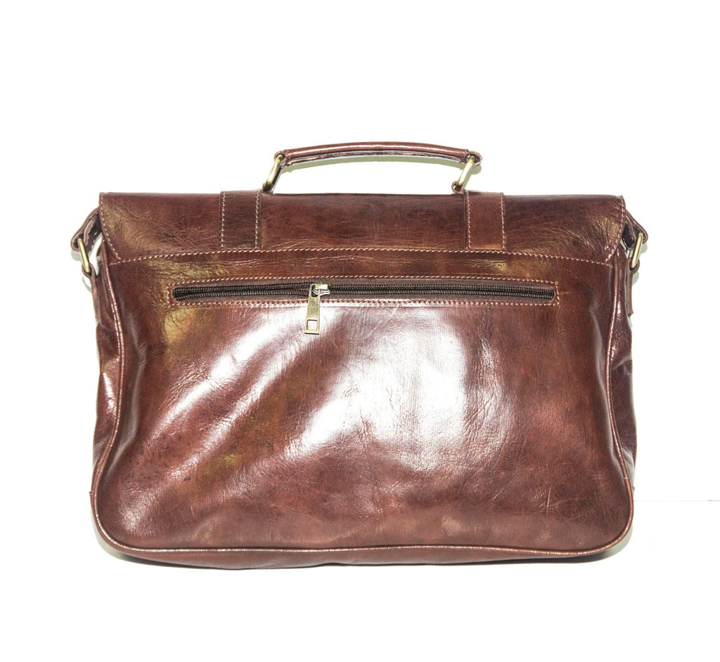 Gloss Leather Work Messenger Satchel | Wine Brown