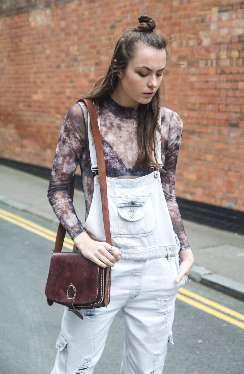 Hand Stitched Brown Leather Satchel bag