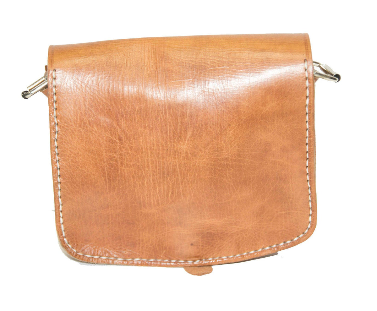 80's Style Hand Stitched Tan Brown Satchel bag