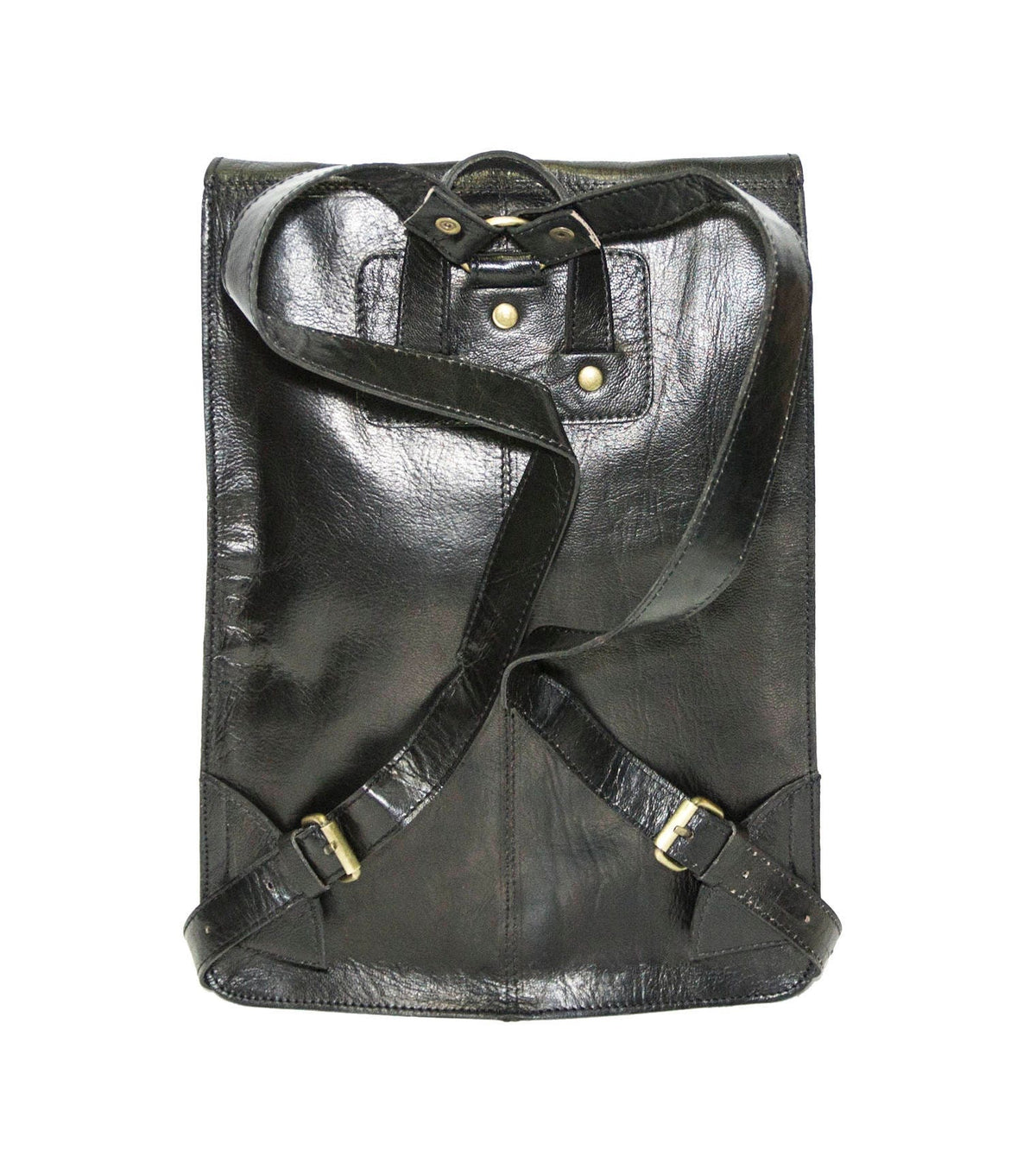 Leather Backpack In Black Premium Edition With Flap