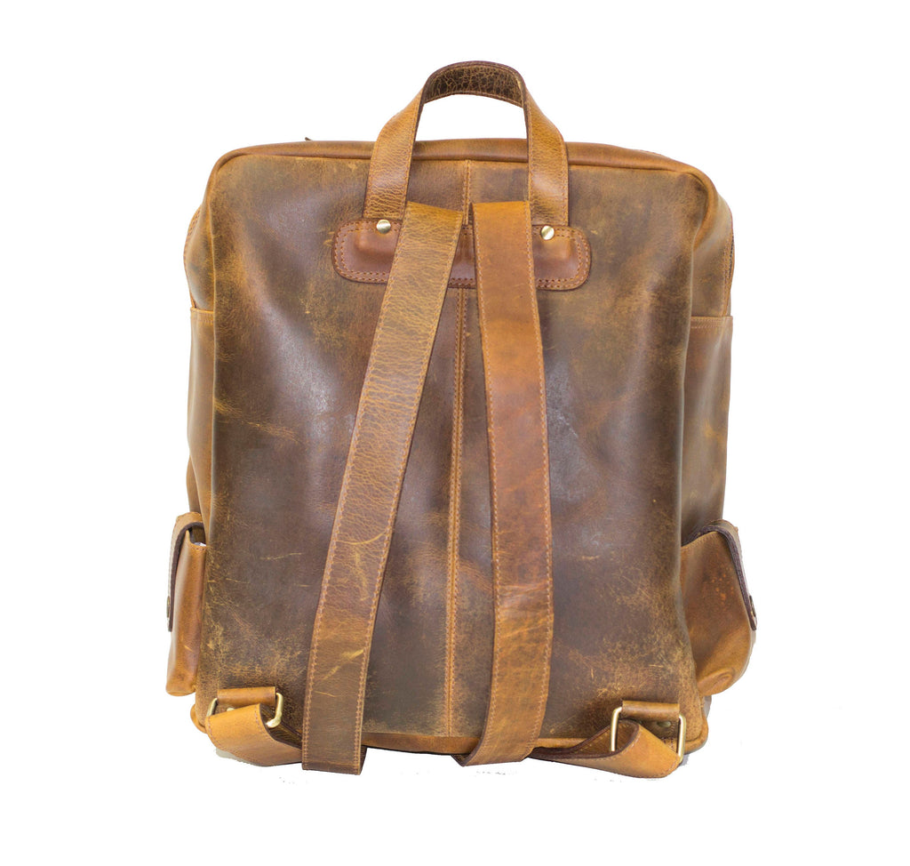 Luxury Leather Work Office Backpack | Stressed Brown