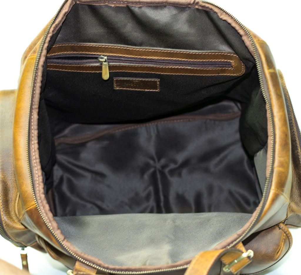 Luxury Stressed Brown Leather Rucksack Backpack (Extra Large)