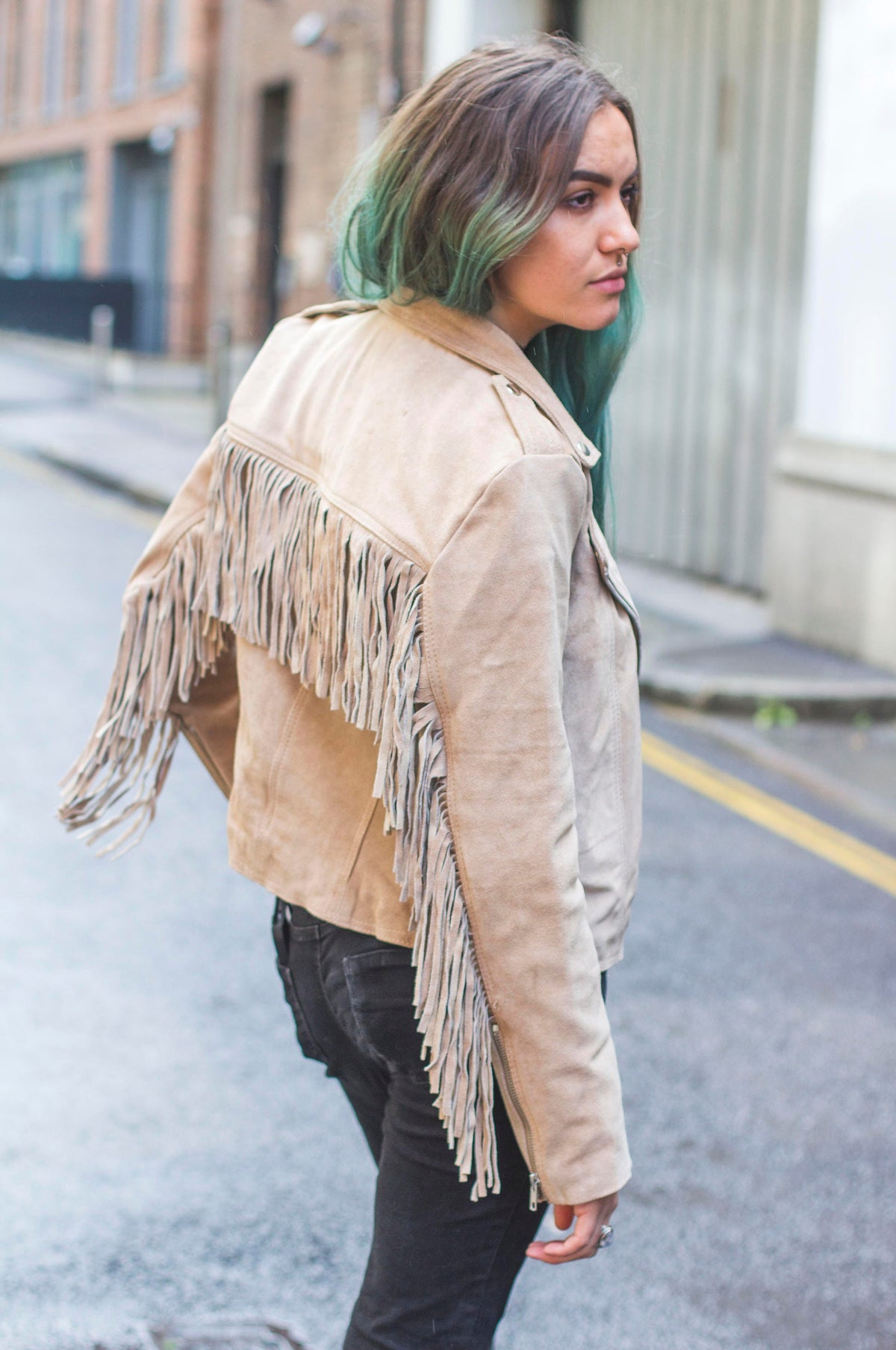 Suede Fringe Festival Jacket | 80's Style | Beige (Can Be Ordered Without Fringe)