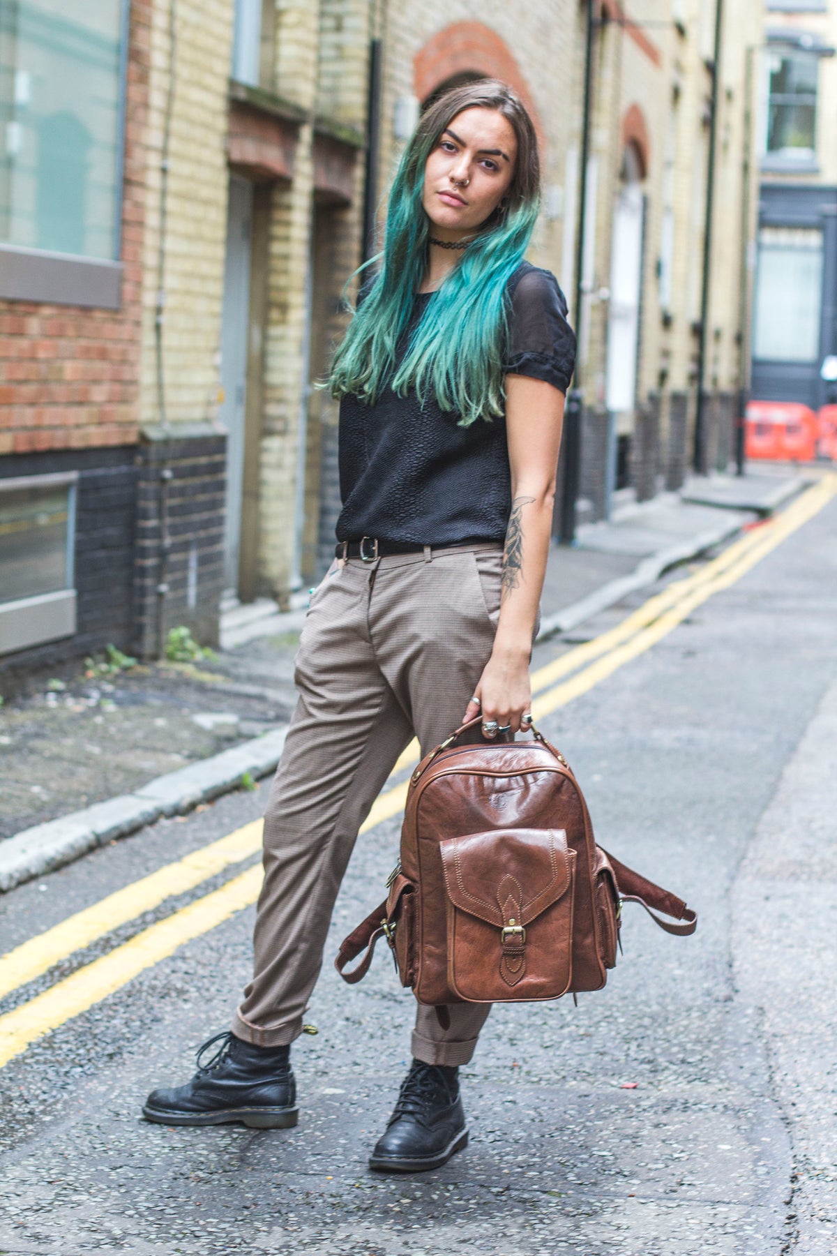 Premium Brown Leather Office Backpack