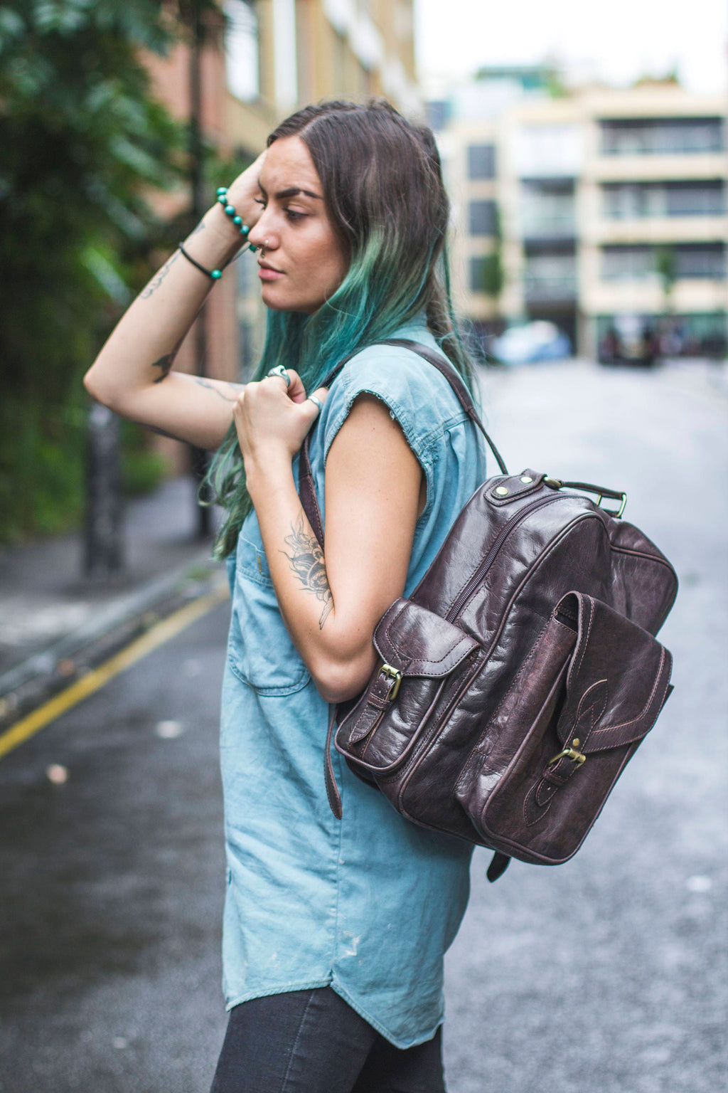 Premium Coco Leather Work Office Backpack