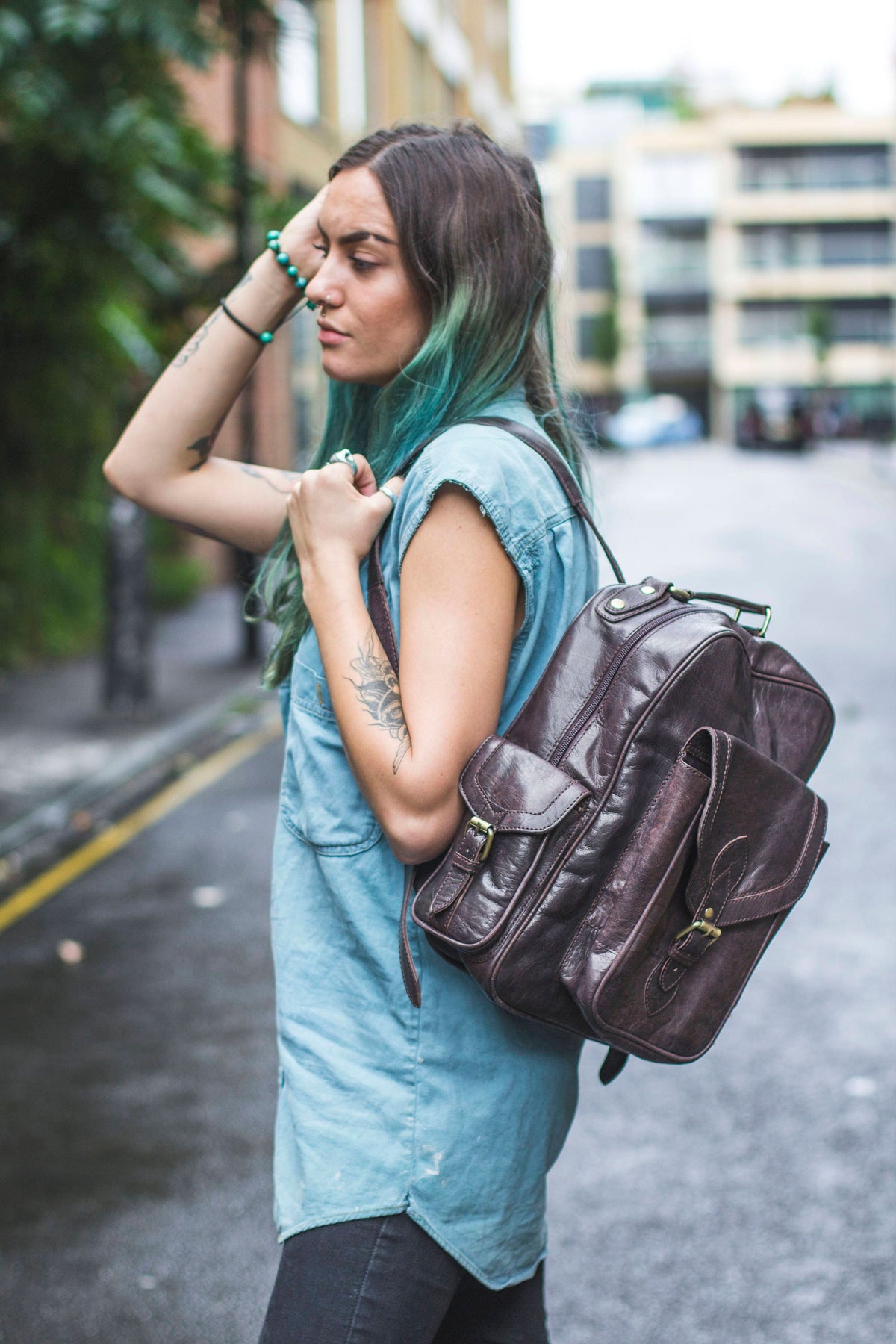 Premium Coco Leather Work Office Backpack