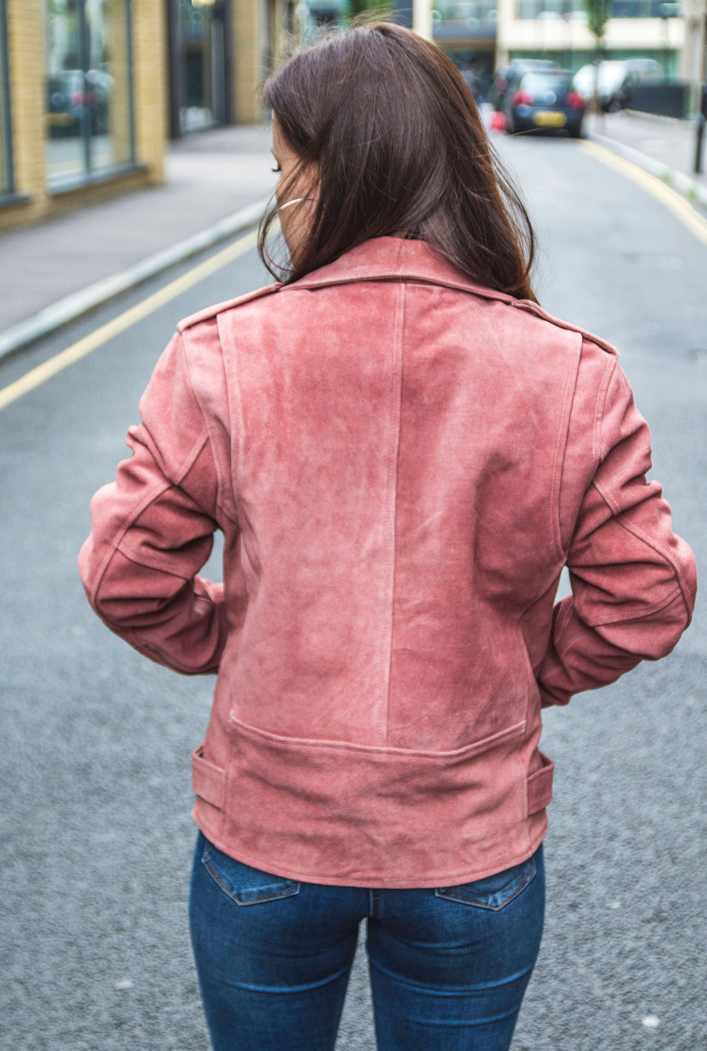 Genuine Suede Biker Jacket | Pink | 80's Style