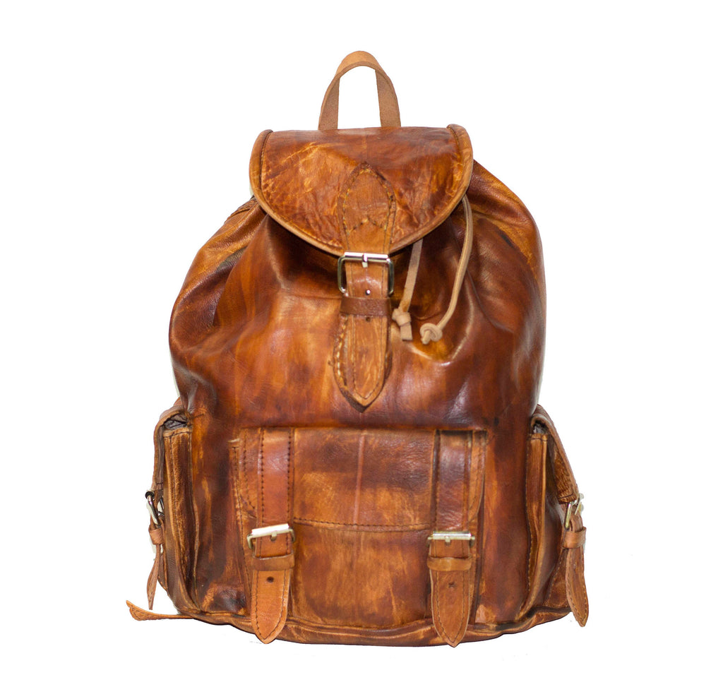 80's Style Hand Painted Leather Festival Rucksack