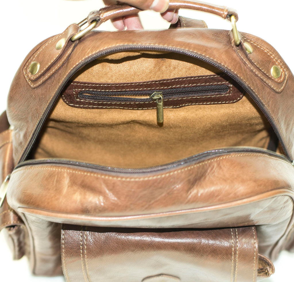 Premium Brown Leather Office Backpack