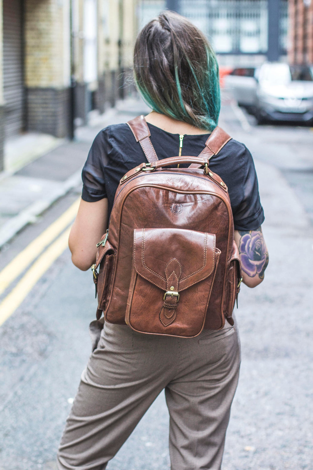 Premium Brown Leather Office Backpack
