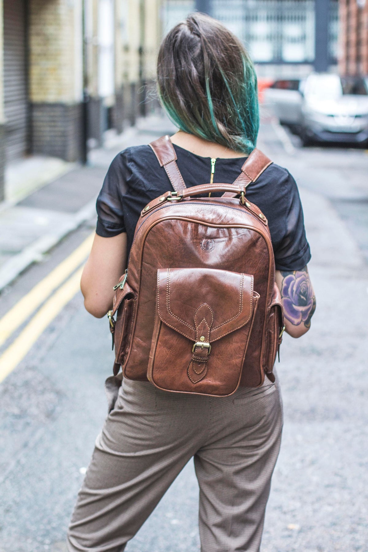 Premium Brown Leather Office Backpack