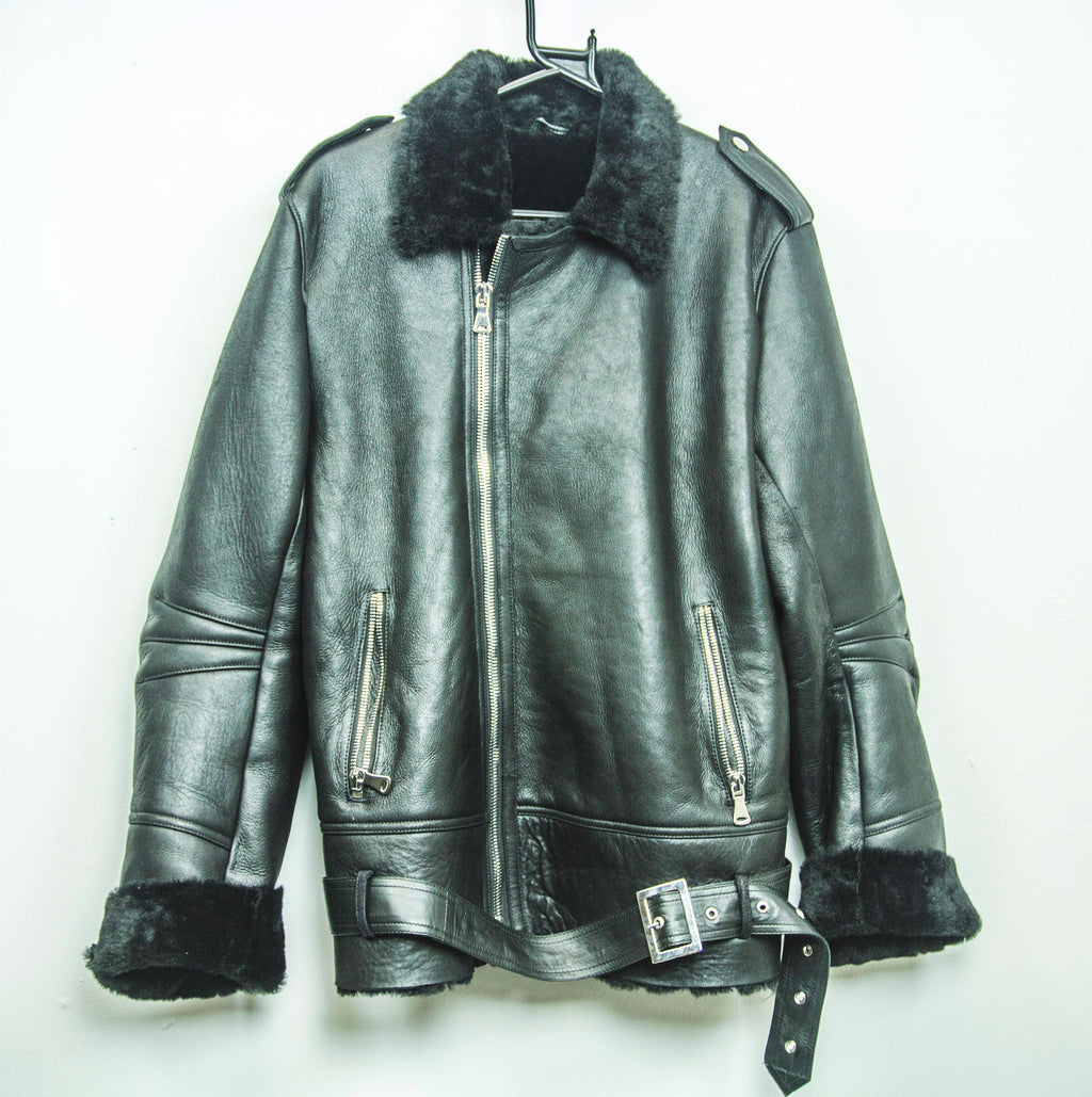 Genuine Sheepskin & Premium Black Leather Biker Winter Jacket | Unisex