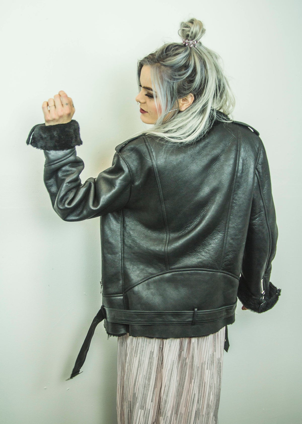 Genuine Sheepskin & Premium Black Leather Biker Winter Jacket | Unisex