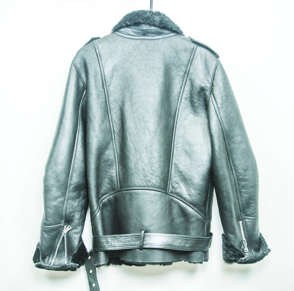 Genuine Sheepskin & Premium Black Leather Biker Winter Jacket | Unisex