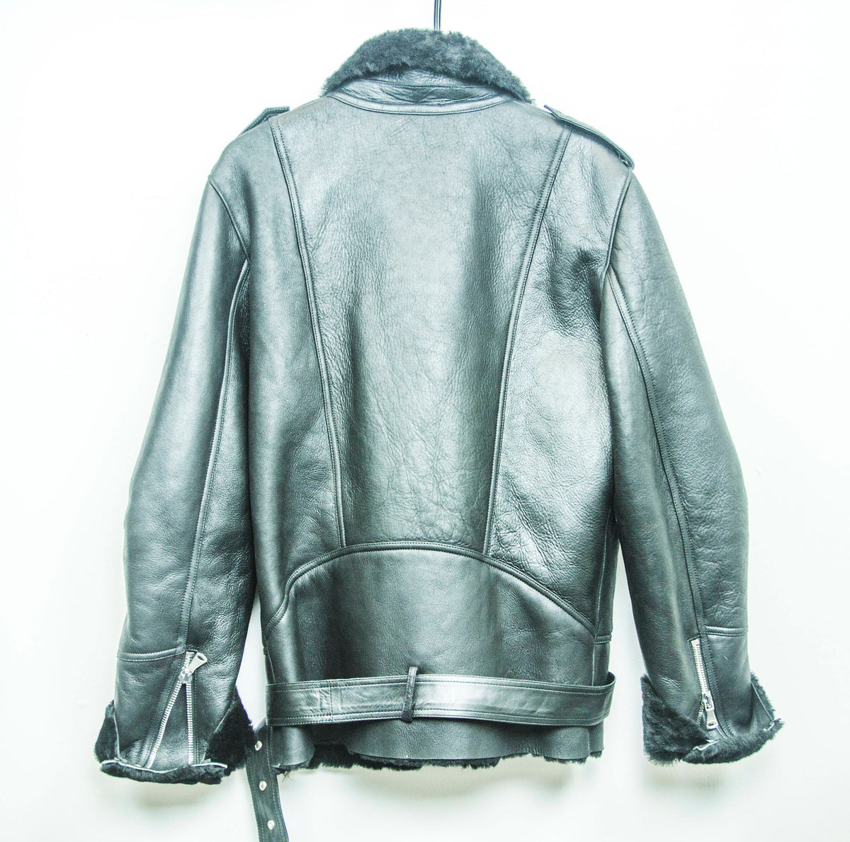 Genuine Sheepskin & Premium Black Leather Biker Winter Jacket | Unisex