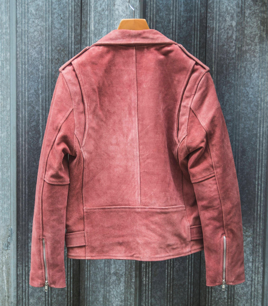 Genuine Suede Biker Jacket | Pink | 80's Style