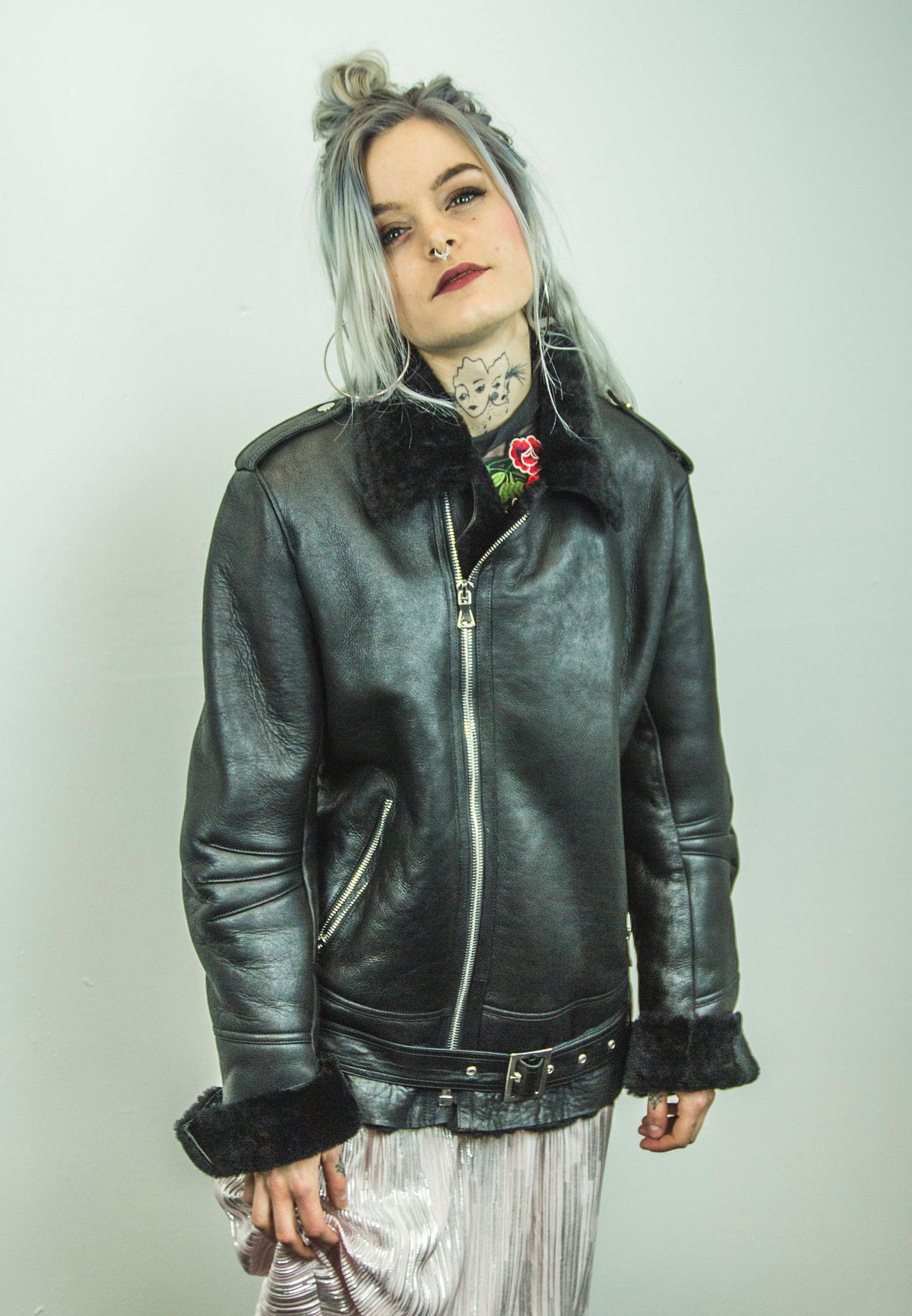 Genuine Sheepskin & Premium Black Leather Biker Winter Jacket | Unisex