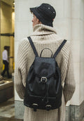 Premium Black Rucksack Backpack In Hunter Leather