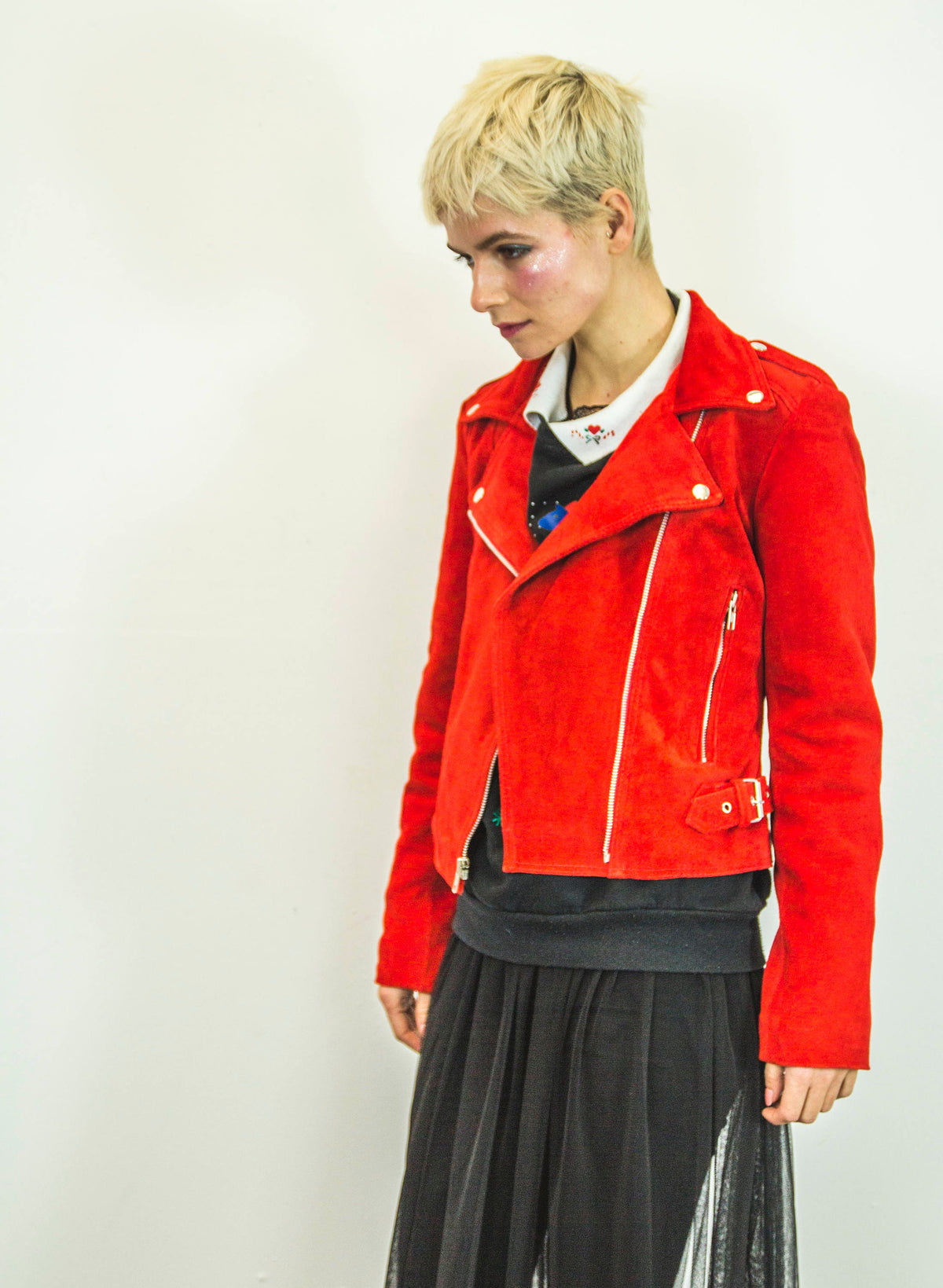 Suede Fringe Festival Jacket In Red (Can Be Ordered Without Fringe)