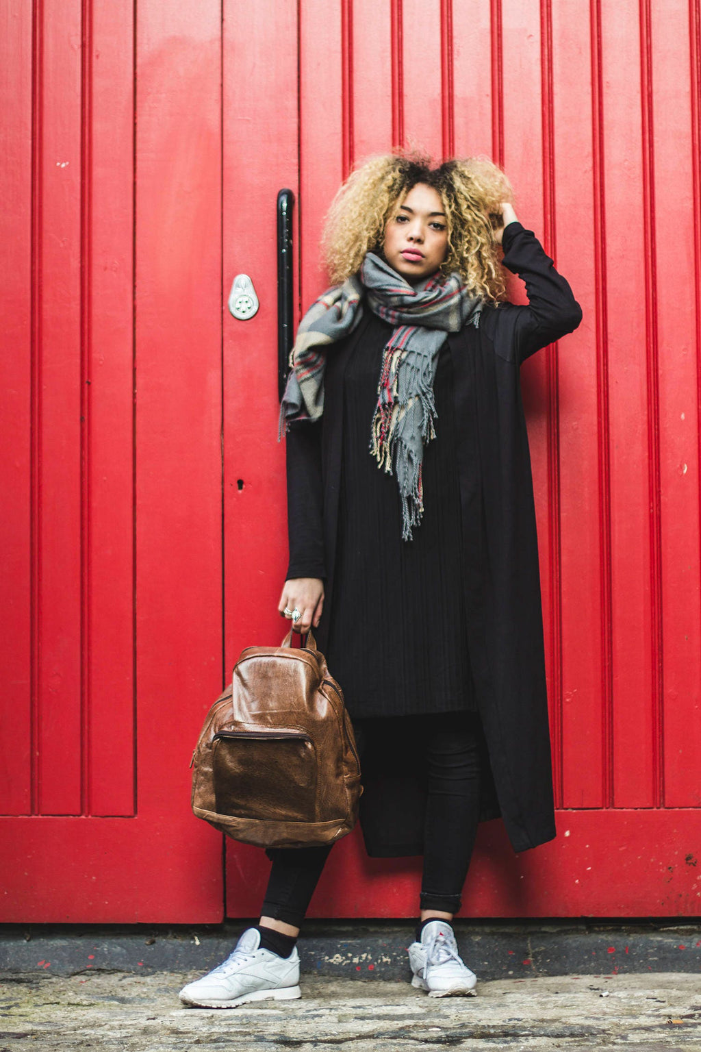 Stressed Brown Leather Backpack Retro Style
