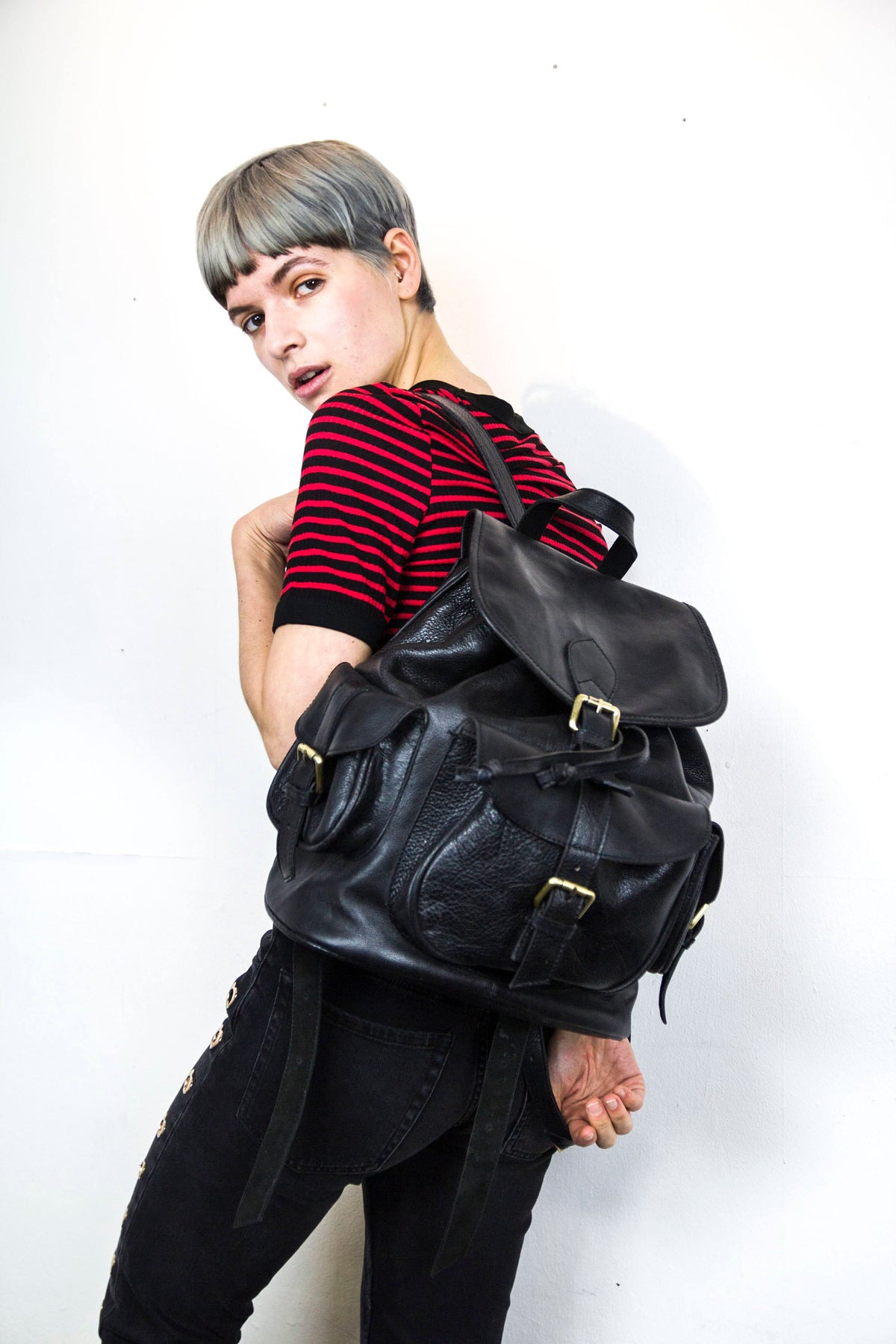 Luxury Grained Black Leather Work Rucksack