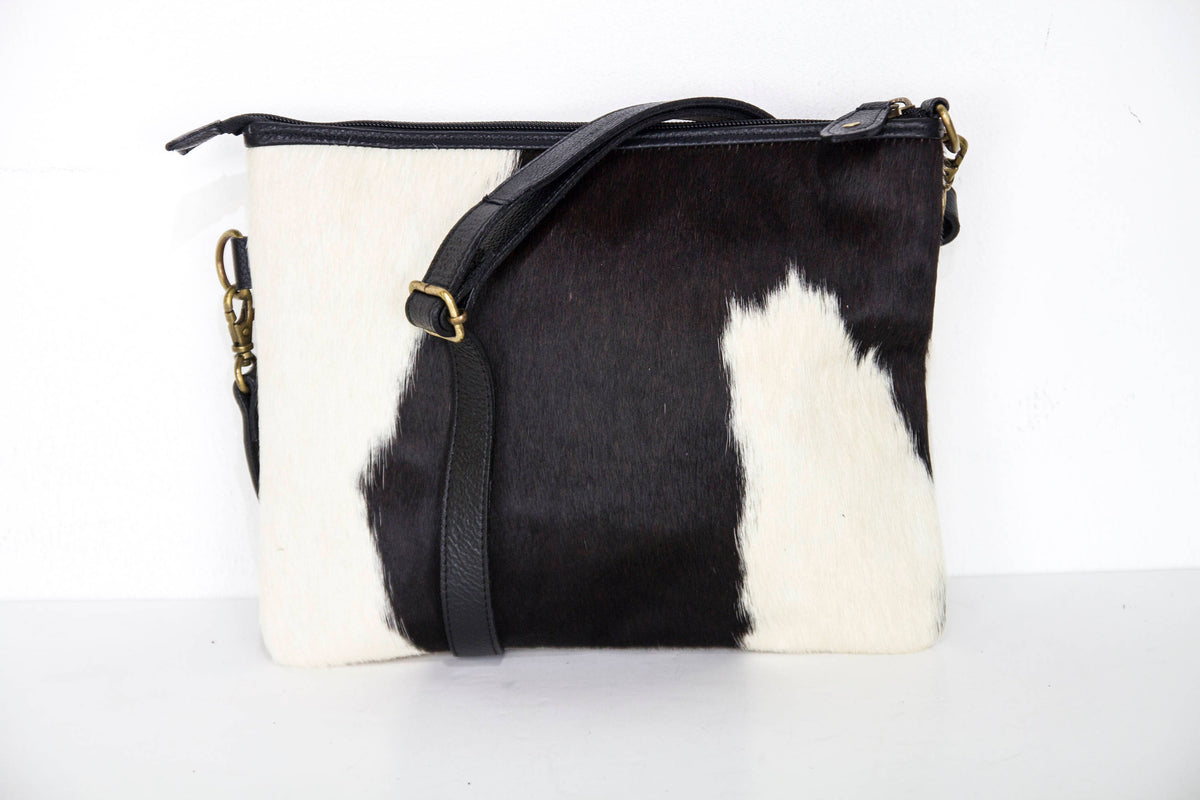 Cowhide Clutch Bag With Shoulder Strap