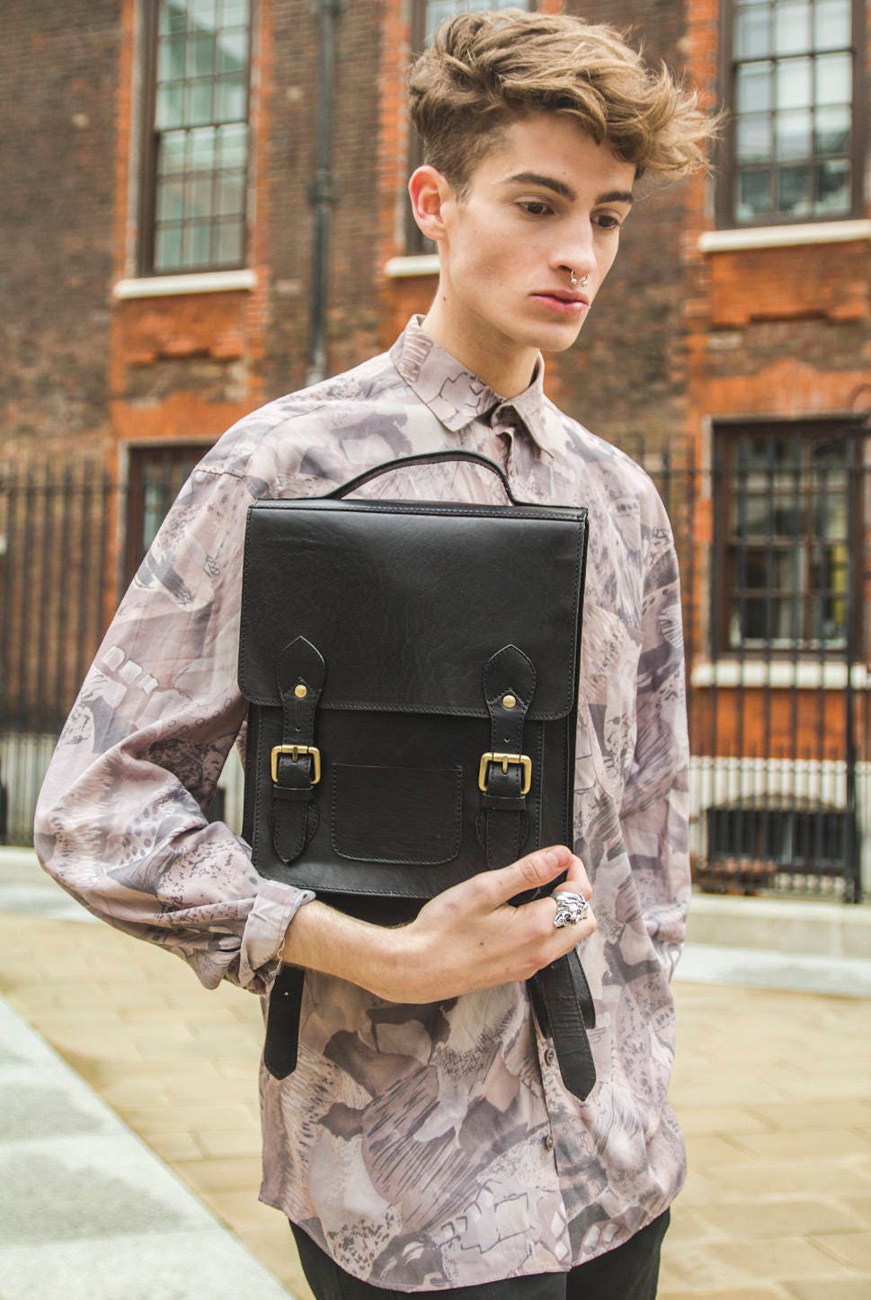 Black Leather Backpack With Top Flap (Exclusive Edition)