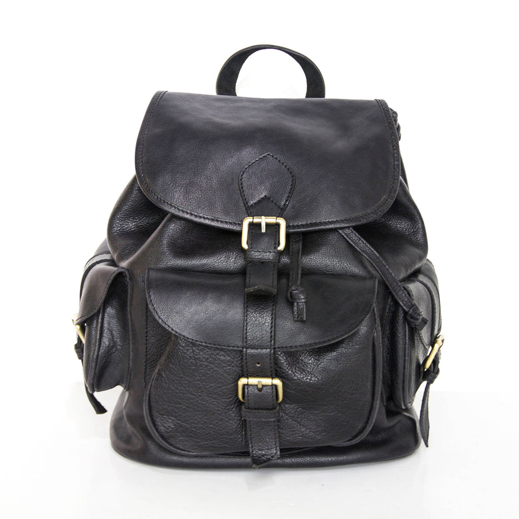Luxury Grained Black Leather Work Rucksack
