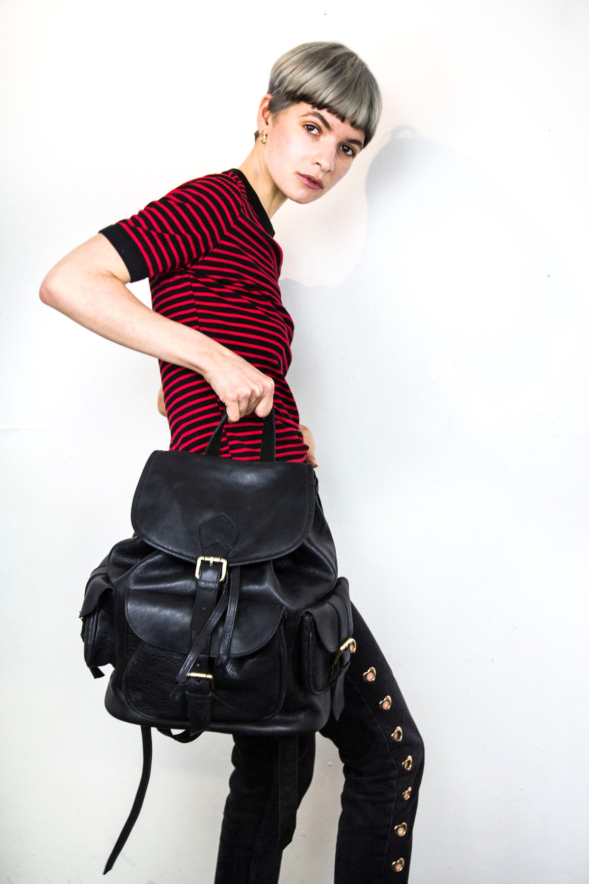 Luxury Grained Black Leather Work Rucksack