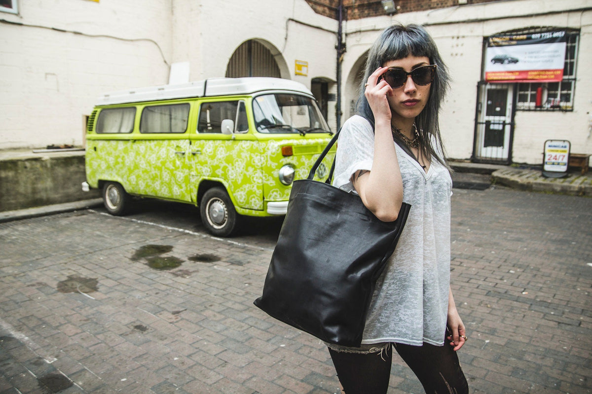 The Urban Black Leather Tote, Shopper Bag