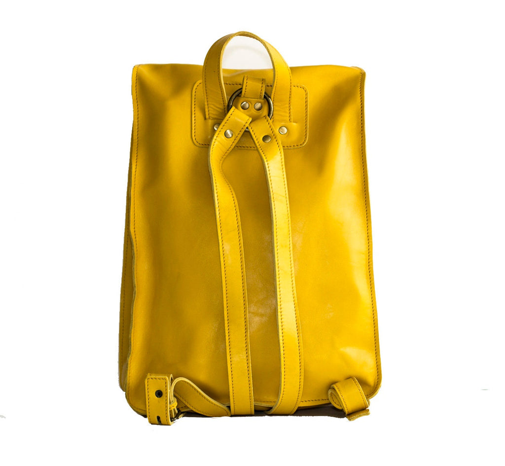 Yellow Urban Leather Backpack Premium
