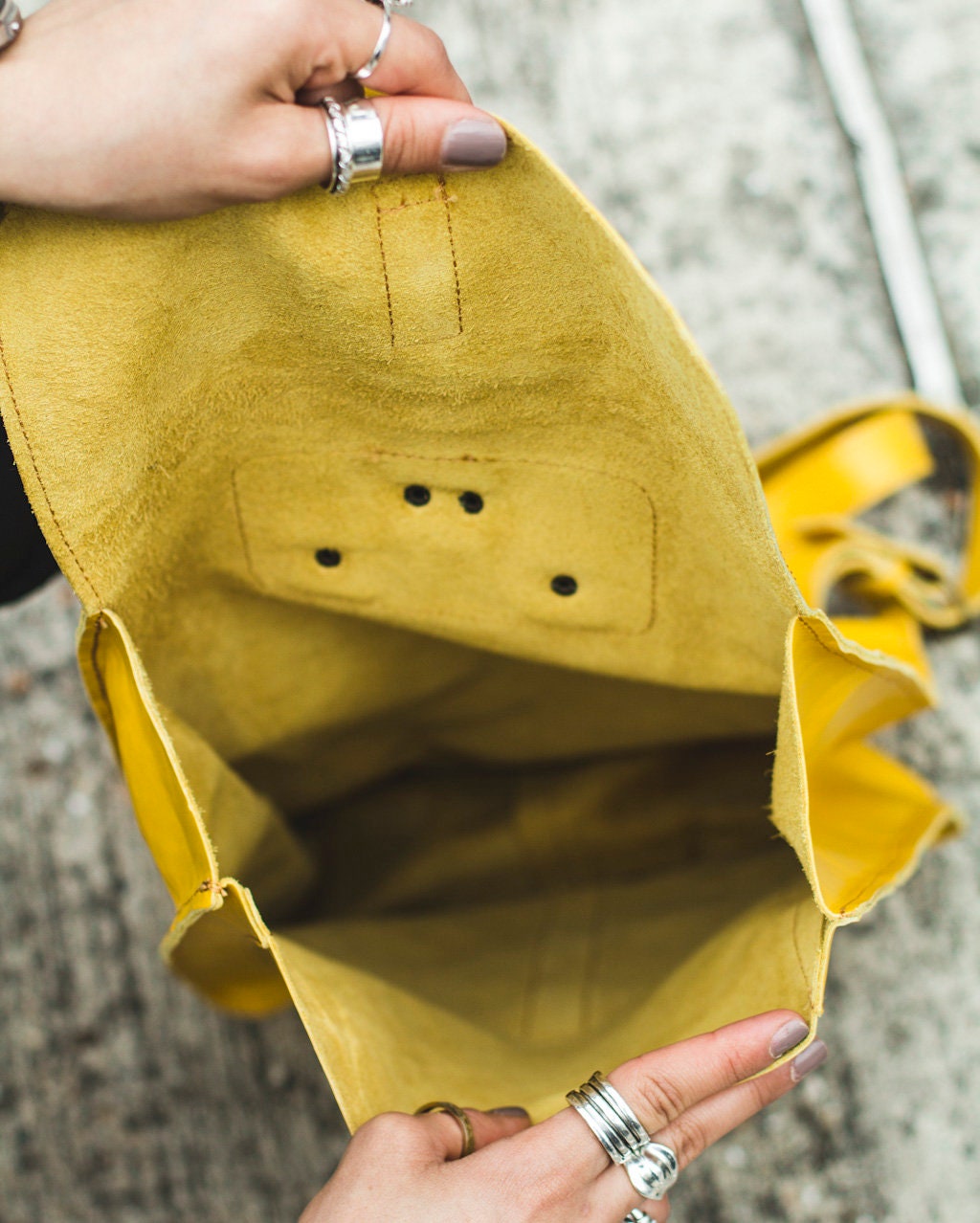Yellow Urban Leather Backpack Premium