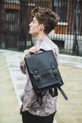 Black Leather Backpack With Top Flap (Exclusive Edition)