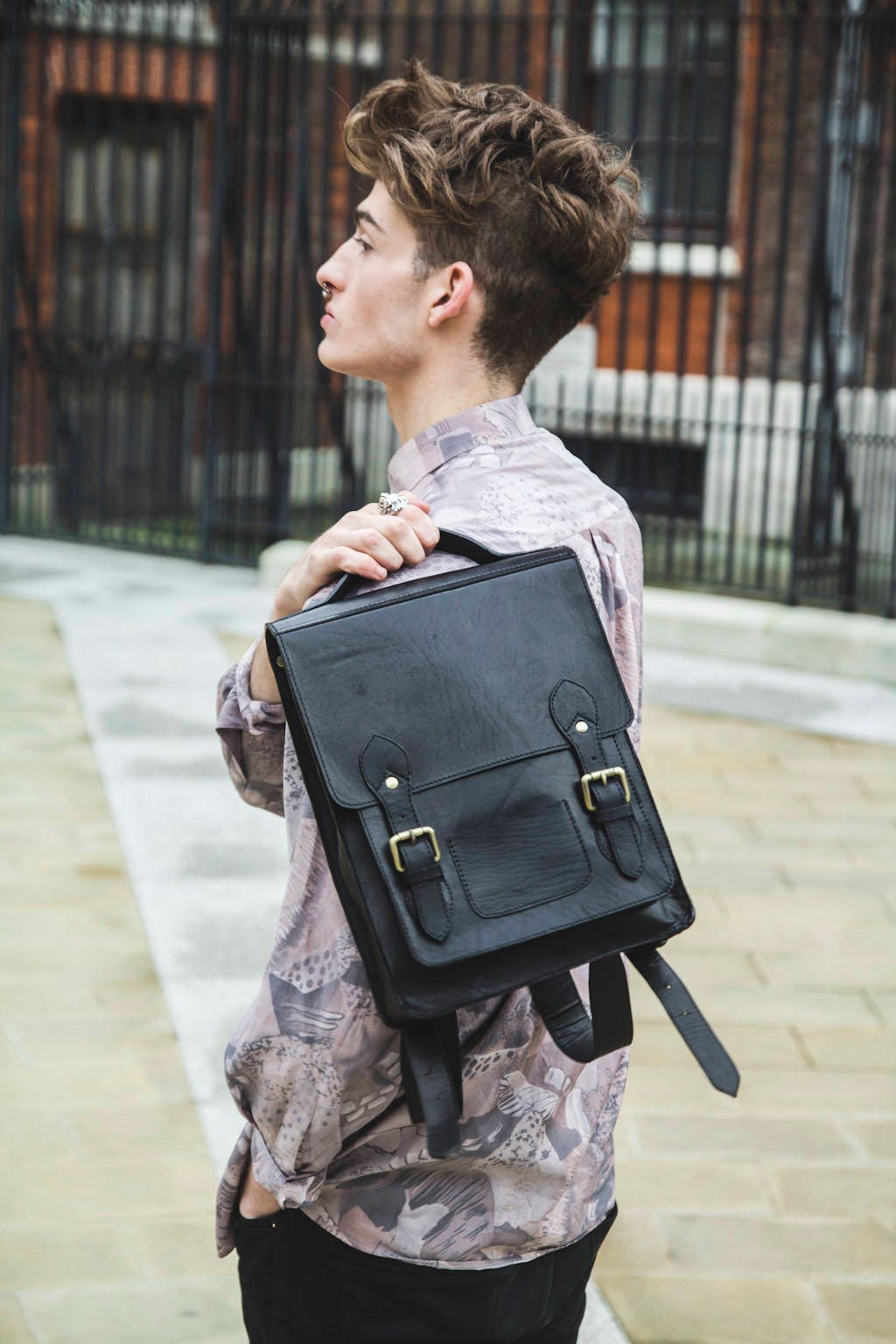Black Leather Backpack With Top Flap (Exclusive Edition)