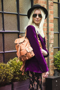 Tan Brown Moroccan Leather Rucksack | 80's Bohemian Style | Small