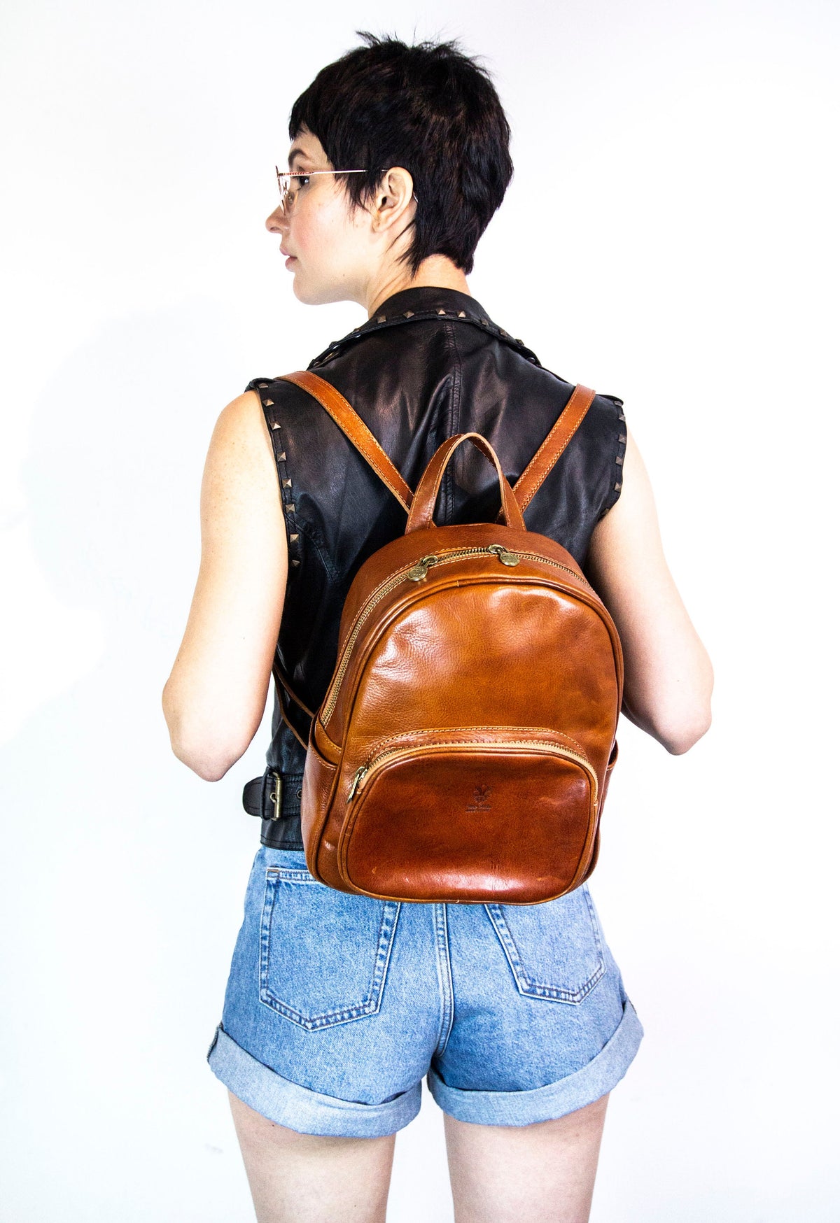 Leather Backpack In Brown Italian Cowhide