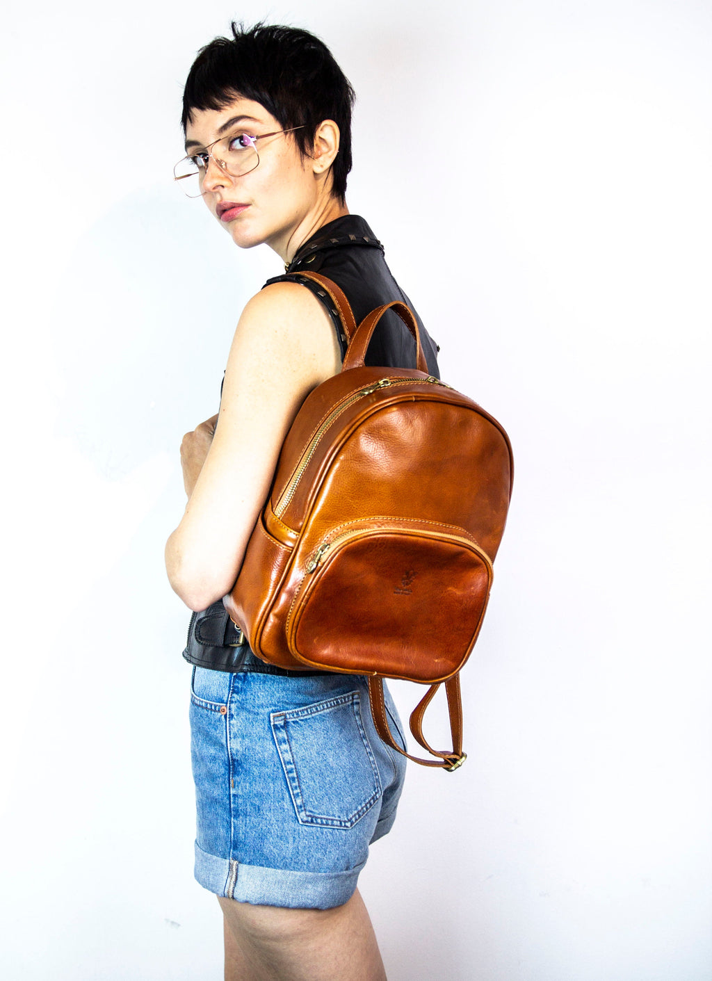 Leather Backpack In Brown Italian Cowhide