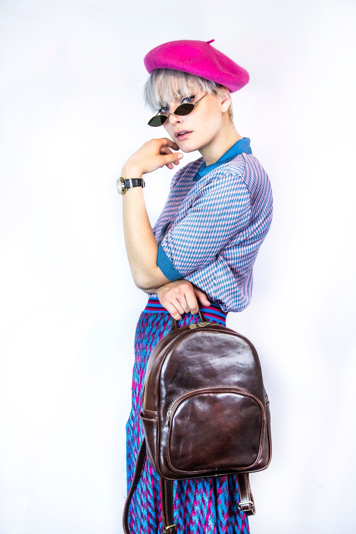Leather Backpack Dark Brown In Italian Cowhide (Medium)