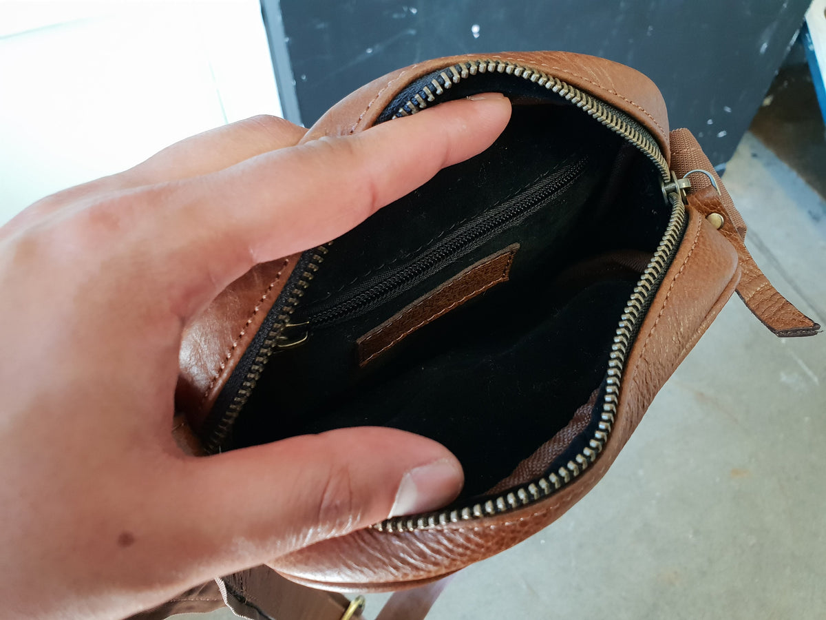 Brown Leather Cross Body Flight Bag