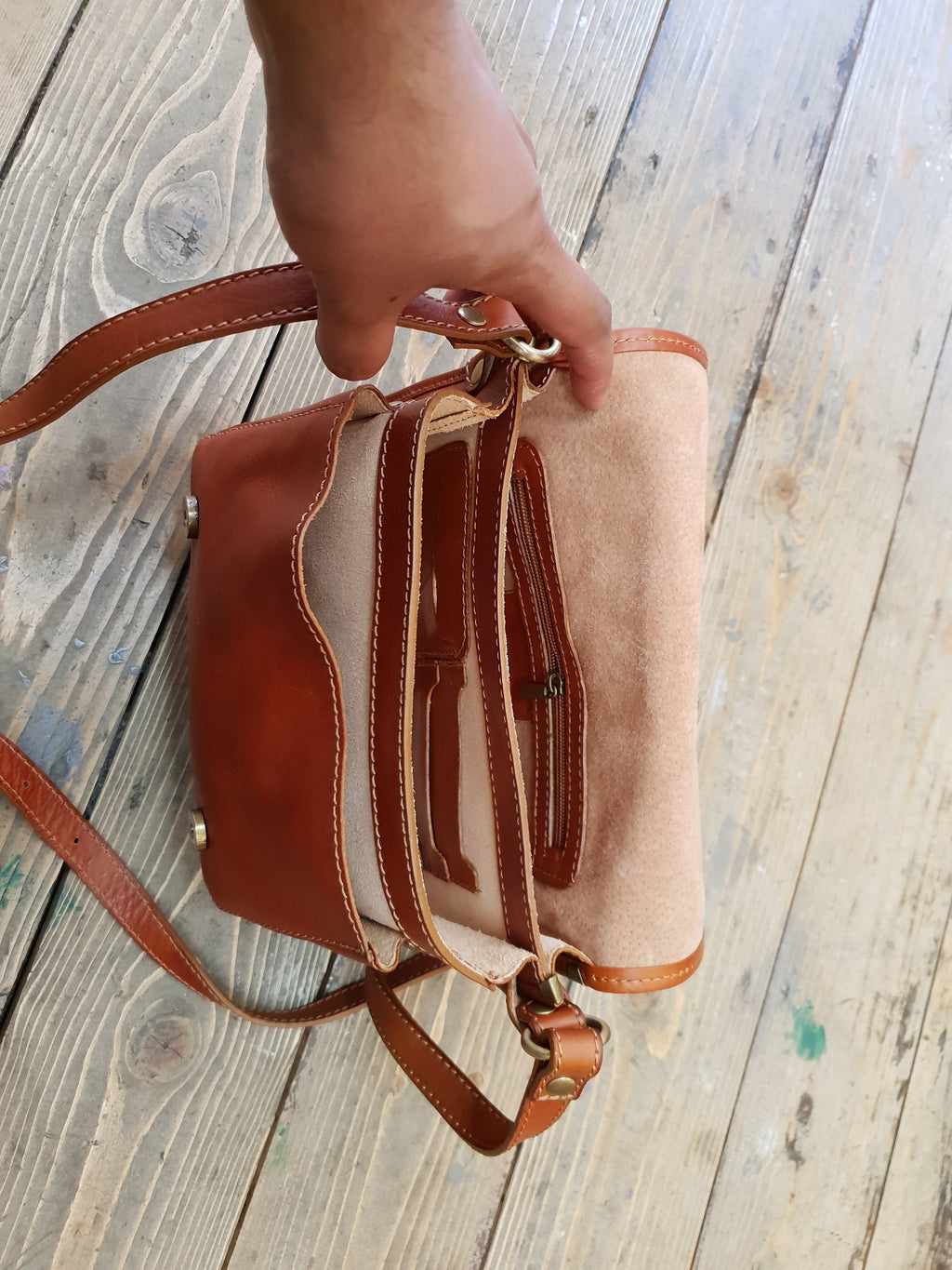 Leather Messenger Bag Satchel In Brown Italian Cowhide