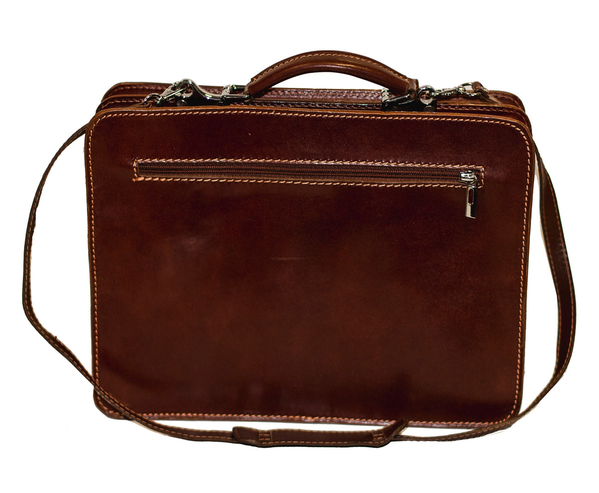 Italian Red Leather Messenger Satchel